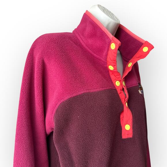 Burton Snap Collar Color Block Fleece Pullover Size M, Maroon Red - Picture 6 of 12